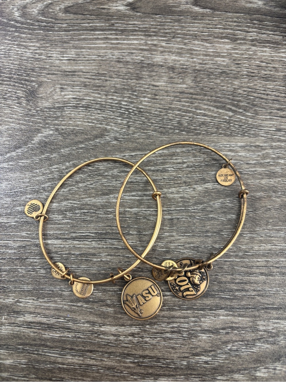 Alex and Ani Gold Charm Bangle Bracelet Set - Gold - a little tarnished!